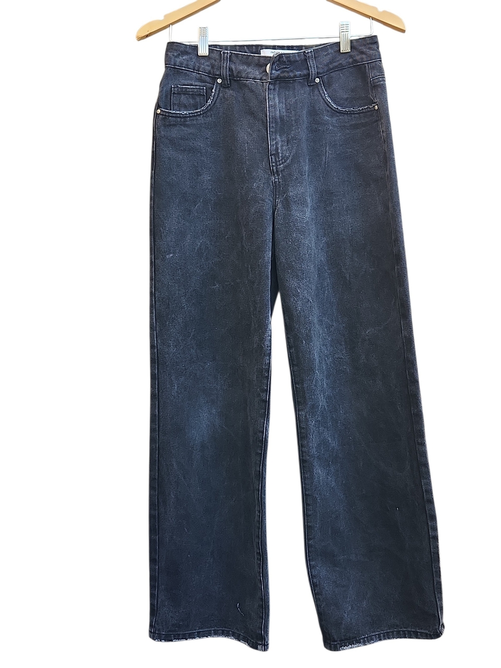 Refuge Wide-Leg Hi Rise Washed Black Denim Jeans